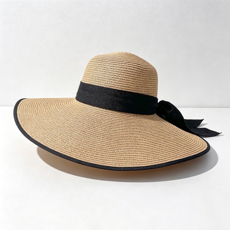Teuke Home Color Block Bow Back Sun Hat - Adjustable Wide Brim Style