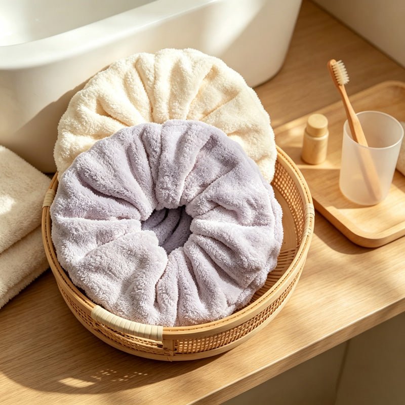 Teuke Home Plush Hair Towel Wrap - Soft Elastic Drying Cap
