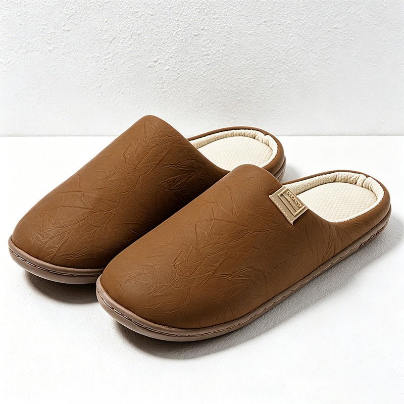 Teuke Home Faux Pu House Slippers - Indoor Comfort Slides
