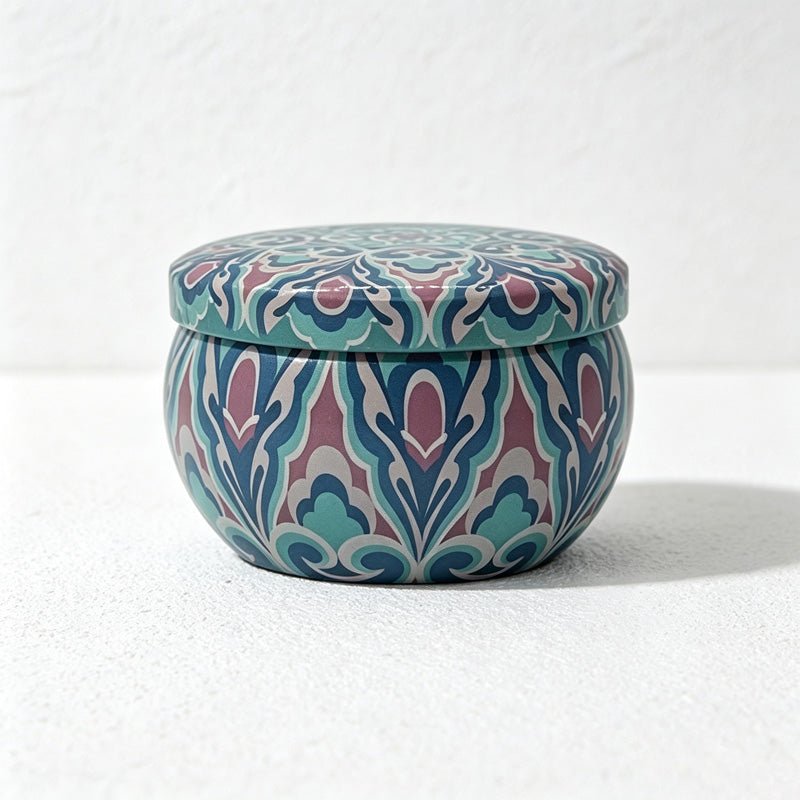 Teuke Home Pattern Mini Tin Scented Candle - Easy Storage Accent
