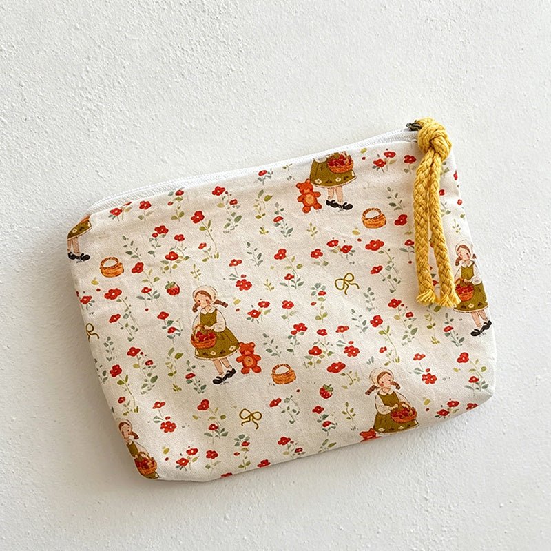 Teuke Home Canvas Cosmetic Pouch Mini Zipper Makeup Coin Storage Bag - Small Storage Accent