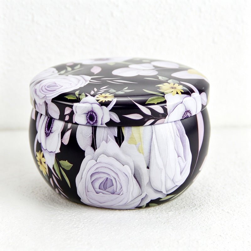 Teuke Home Printed Tin Can Soy Wax Scented Candle - Easy Storage Accent