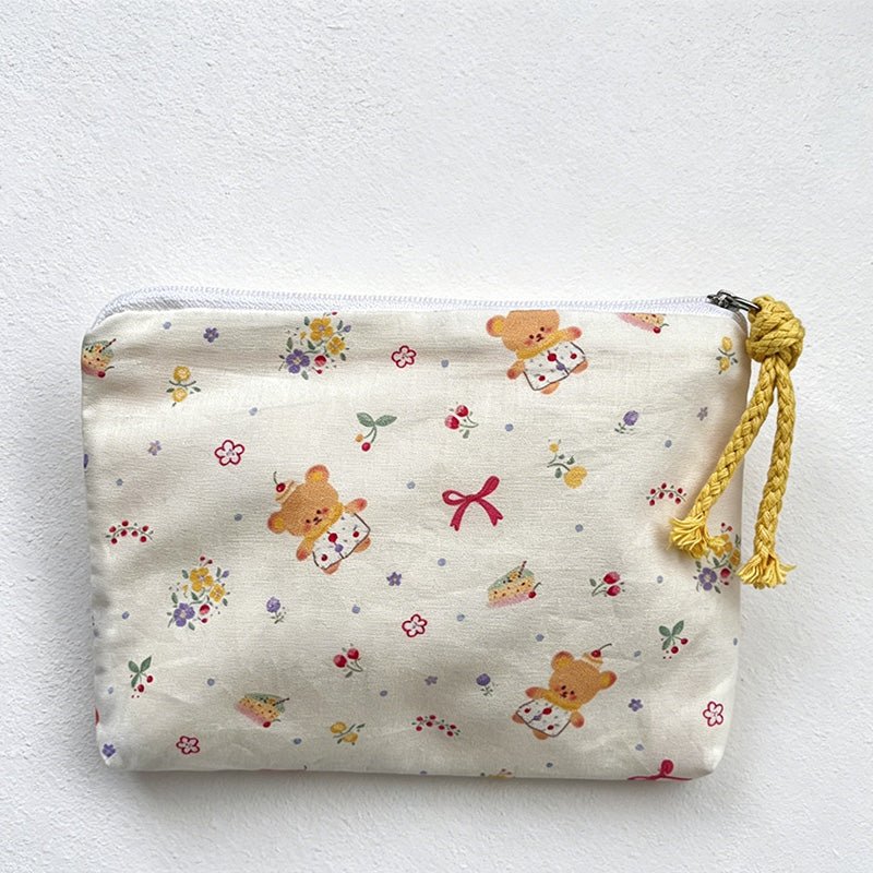 Teuke Home Canvas Cosmetic Pouch Mini Zipper Makeup Coin Storage Bag - Small Storage Accent