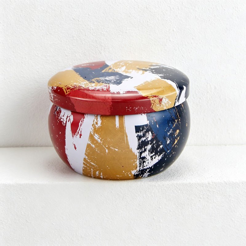 Teuke Home Textured Marbled Glass Candle - Easy Storage Accent