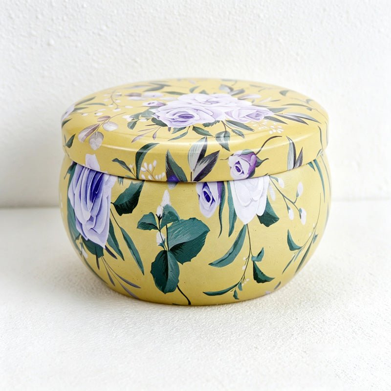Teuke Home Printed Tin Can Soy Wax Scented Candle - Easy Storage Accent