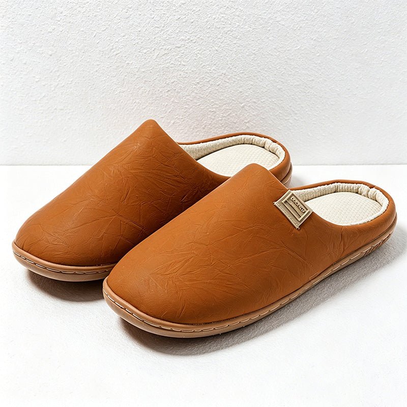 Teuke Home Faux Pu House Slippers - Indoor Comfort Slides
