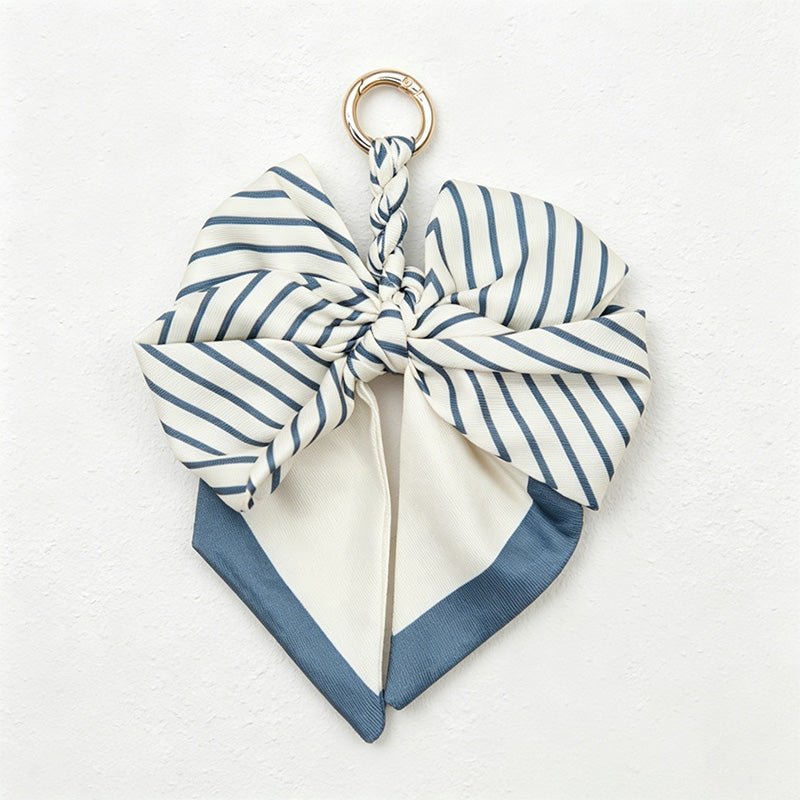 Teuke Home 5.51'' Blue Series Pattern Bow Bag Charm - Handle Accent
