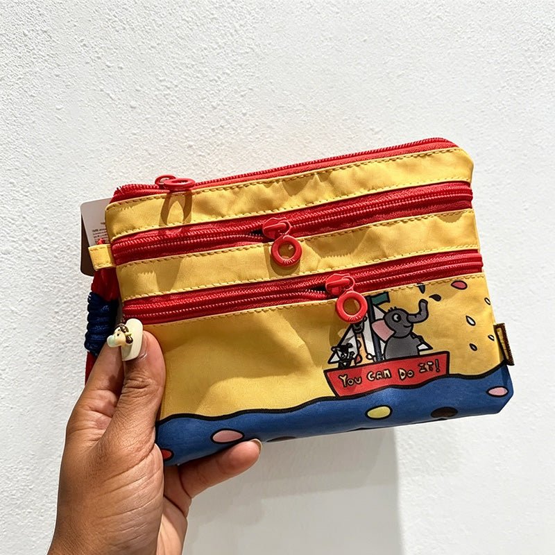Teuke Home Cartoon Double Zipper Pouch - Daily Bag Organizer