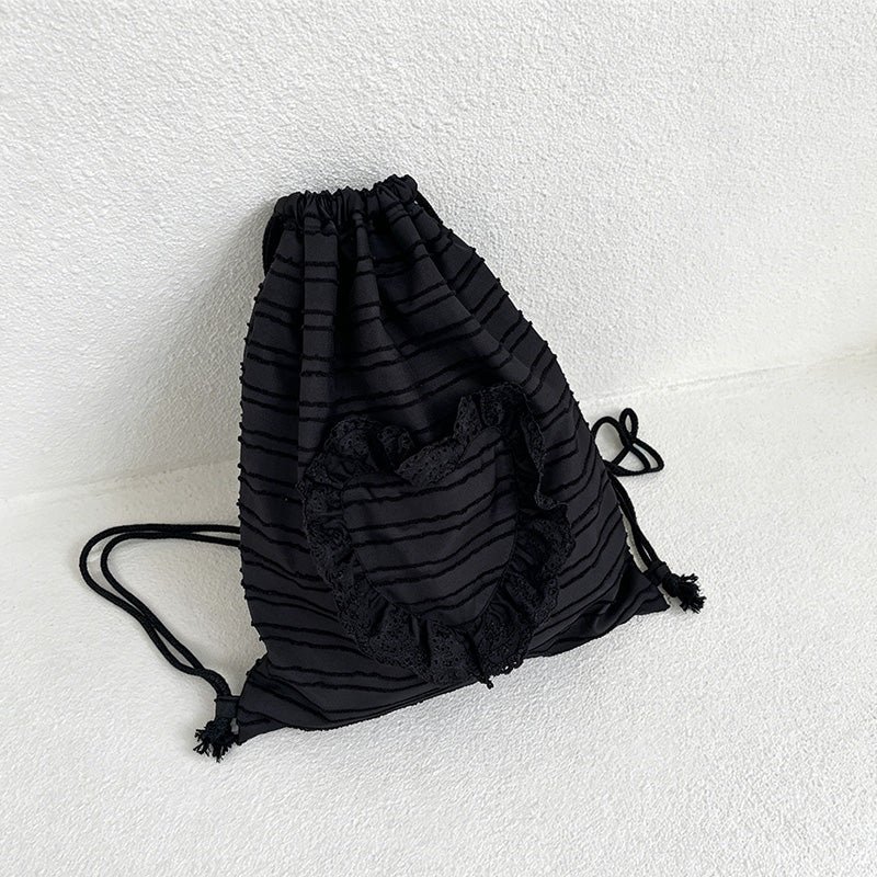 Teuke Home Ruffle Drawstring Backpack - Everyday Soft Carry Accent