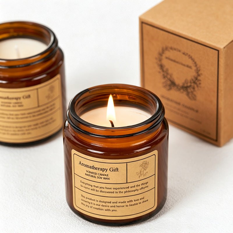 Teuke Home Lavender & Moonflower Scent Amber Glass Candle - Soft Home Detail