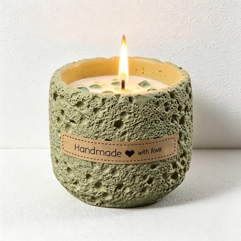 Teuke Home Round Stone Look Candle - Gentle Display Piece