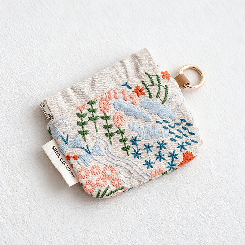Teuke Home Fake Lined Floral Drawstring Storage Pouch - Small Vanity Accent