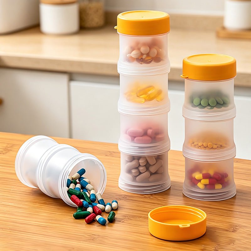 Teuke Home Round Transparent Pill Organizer Box - Easy Storage Accent