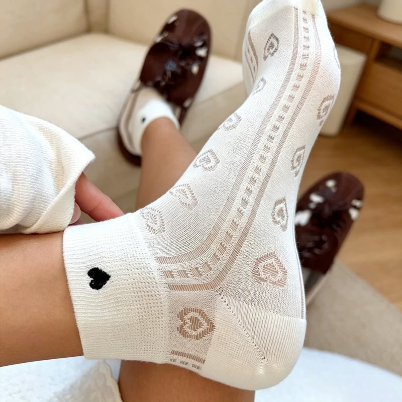 Teuke Home Heart Motif Patterned Socks - Soft Home Detail (MK2COW6W8FHO05)