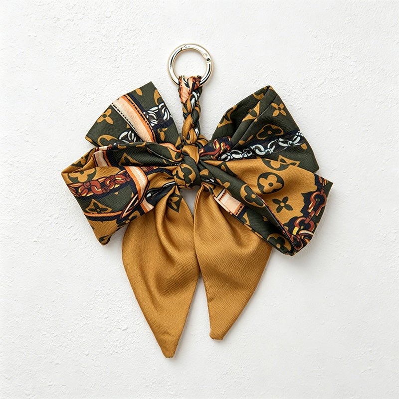 Teuke Home 5.51'' Khaki Series Pattern Bow Bag Charm - Handle Accent
