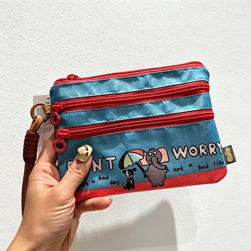Teuke Home Cartoon Double Zipper Pouch - Daily Bag Organizer
