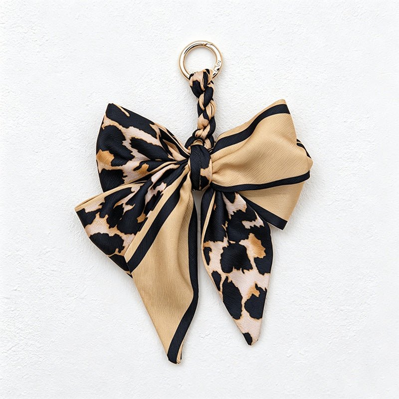Teuke Home 5.51'' Khaki Series Pattern Bow Bag Charm - Handle Accent