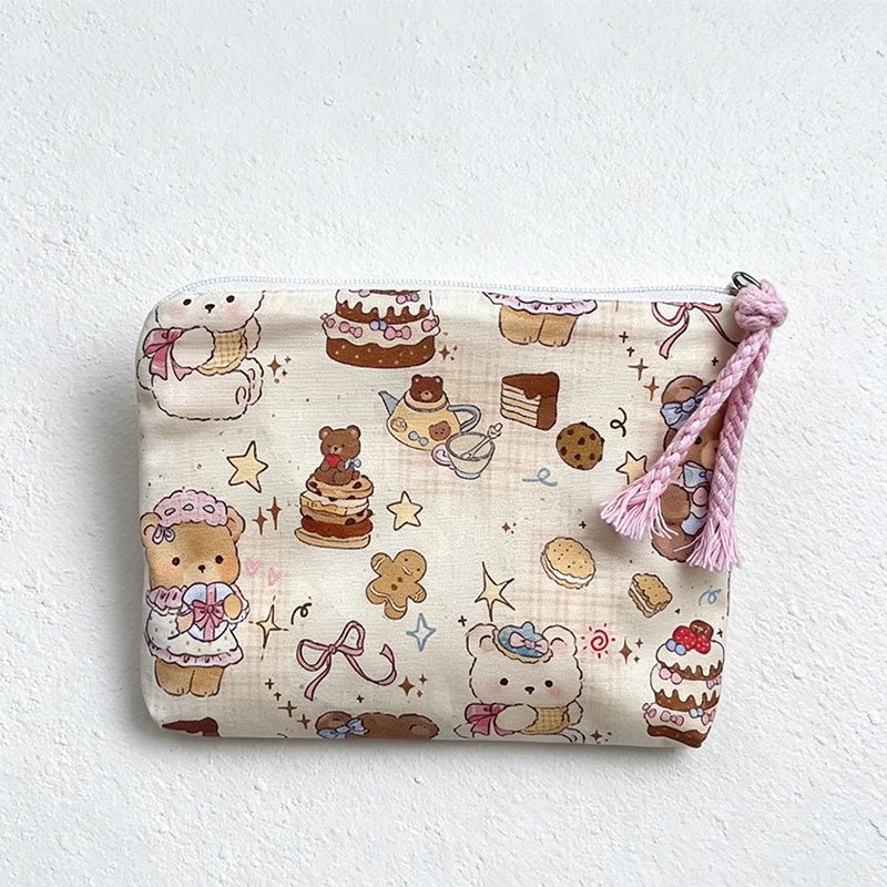 Teuke Home Print Canvas Cosmetic Pouch - Small Storage Accent