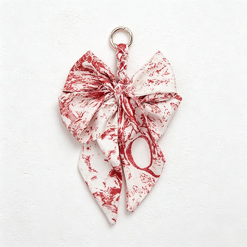 Teuke Home 5.51'' Red Series Pattern Bow Bag Charm - Handle Accent