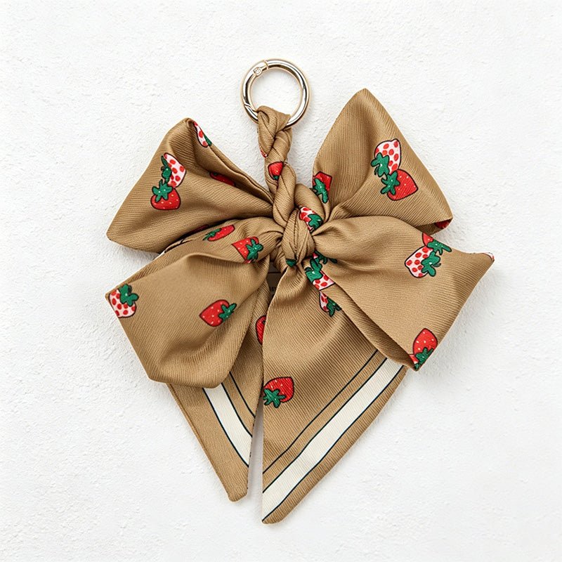 Teuke Home 5.51'' Khaki Series Pattern Bow Bag Charm - Handle Accent