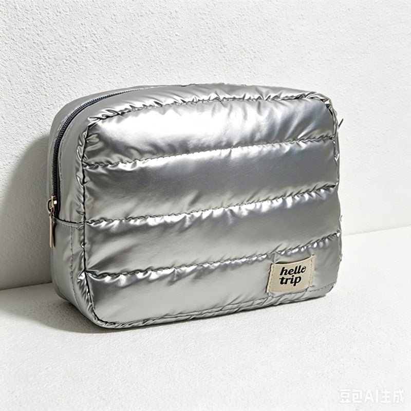 Teuke Home Metallic Quilted Cosmetic Pouch - Vanity Storage Accent