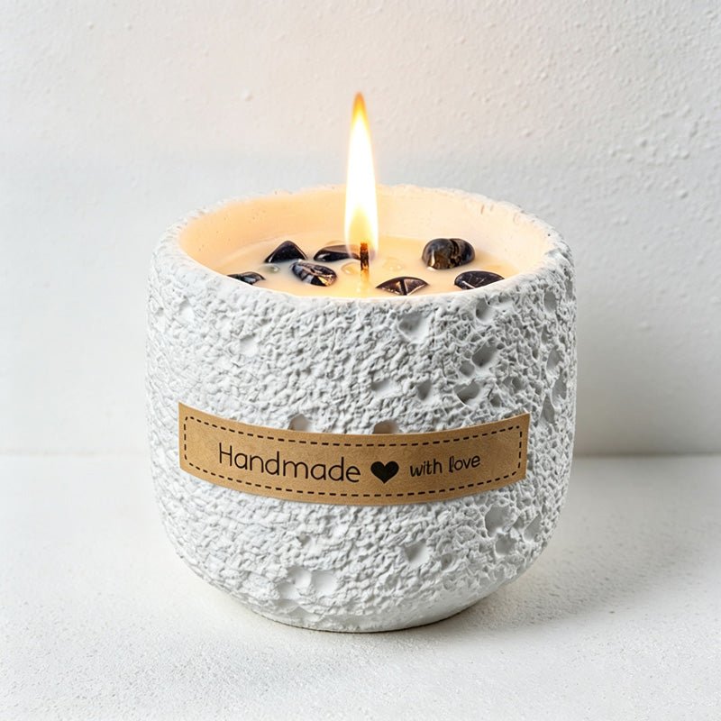 Teuke Home Round Stone Look Candle - Gentle Display Piece