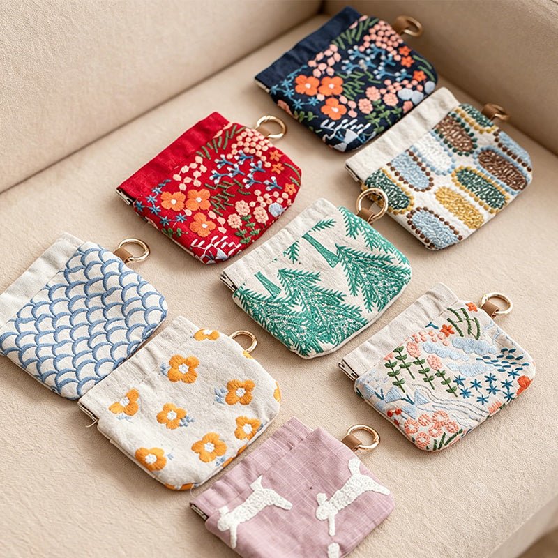 Teuke Home Fake Lined Floral Drawstring Storage Pouch - Small Vanity Accent