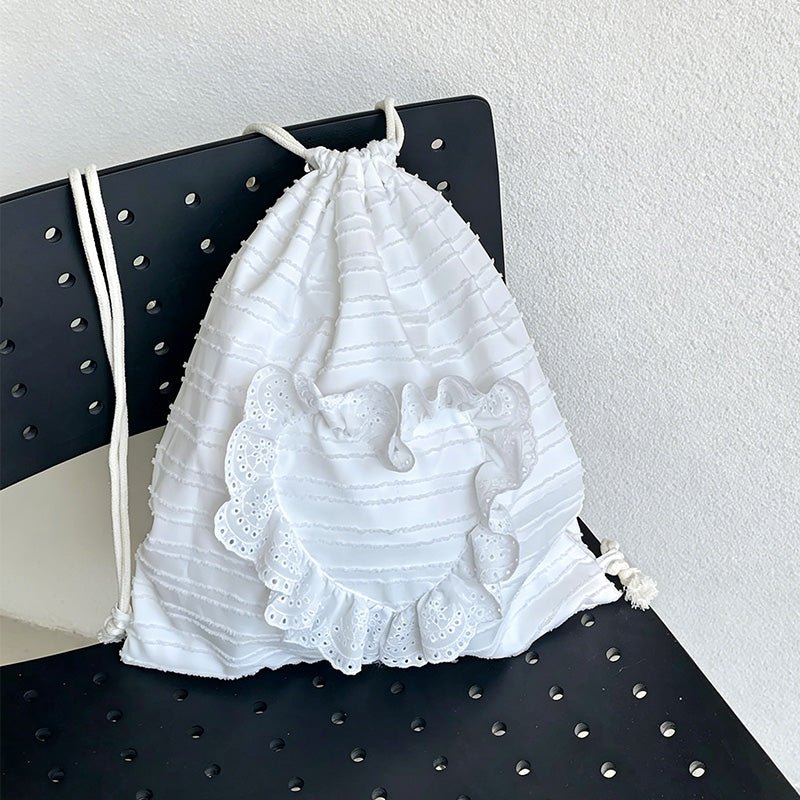 Teuke Home Ruffle Drawstring Backpack - Everyday Soft Carry Accent