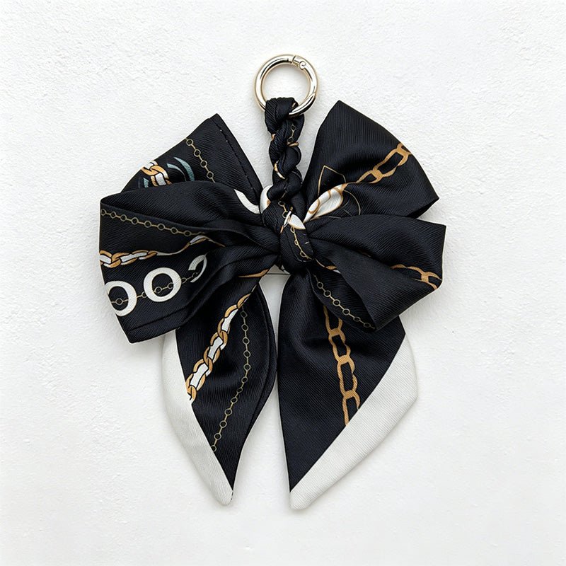 Teuke Home 5.51'' Black Series Pattern Bow Bag Charm - Handle Accent