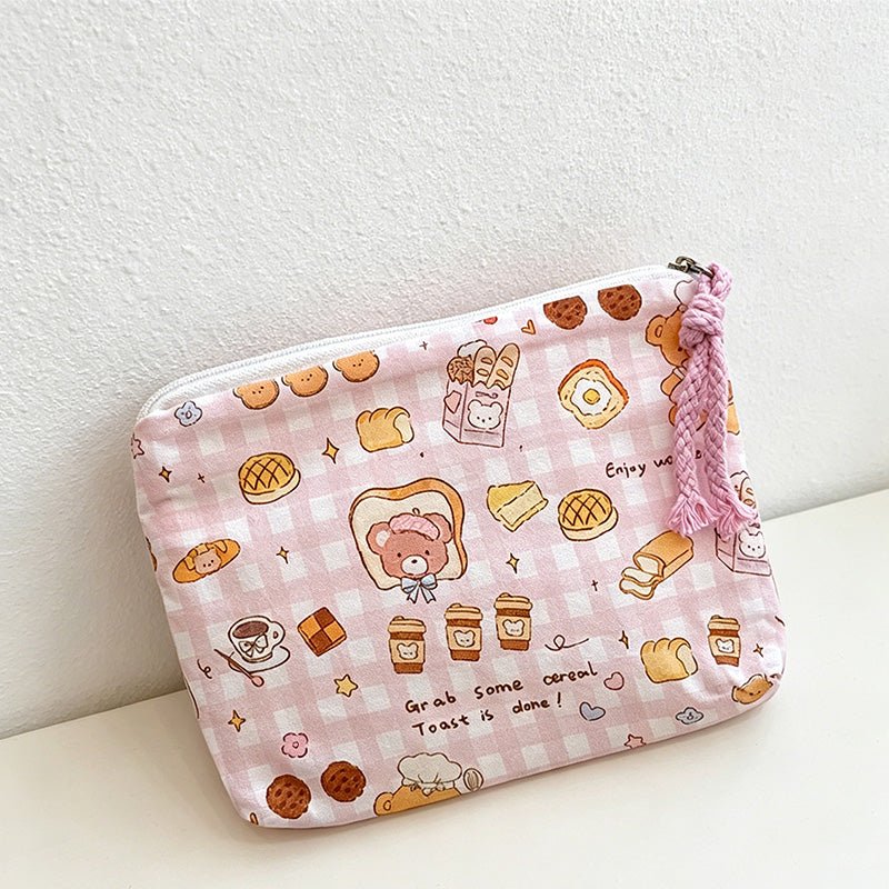 Teuke Home Canvas Cosmetic Pouch Mini Zipper Makeup Coin Storage Bag - Small Storage Accent