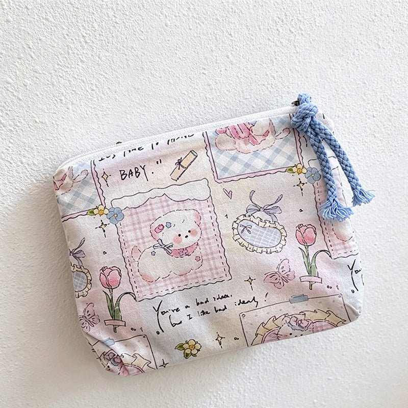 Teuke Home Print Canvas Cosmetic Pouch - Small Storage Accent