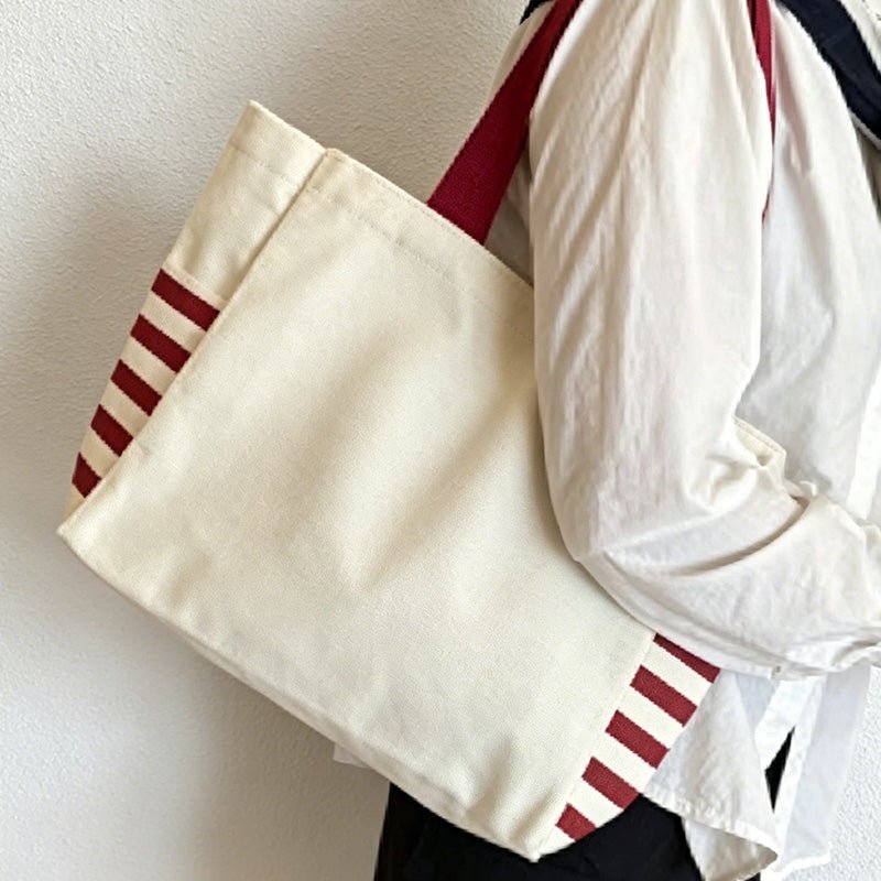 Teuke Home Striped Canvas Tote Bag - Everyday Shopping Accent