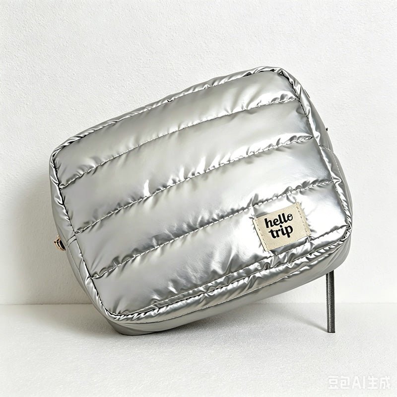 Teuke Home Metallic Quilted Cosmetic Pouch - Vanity Storage Accent