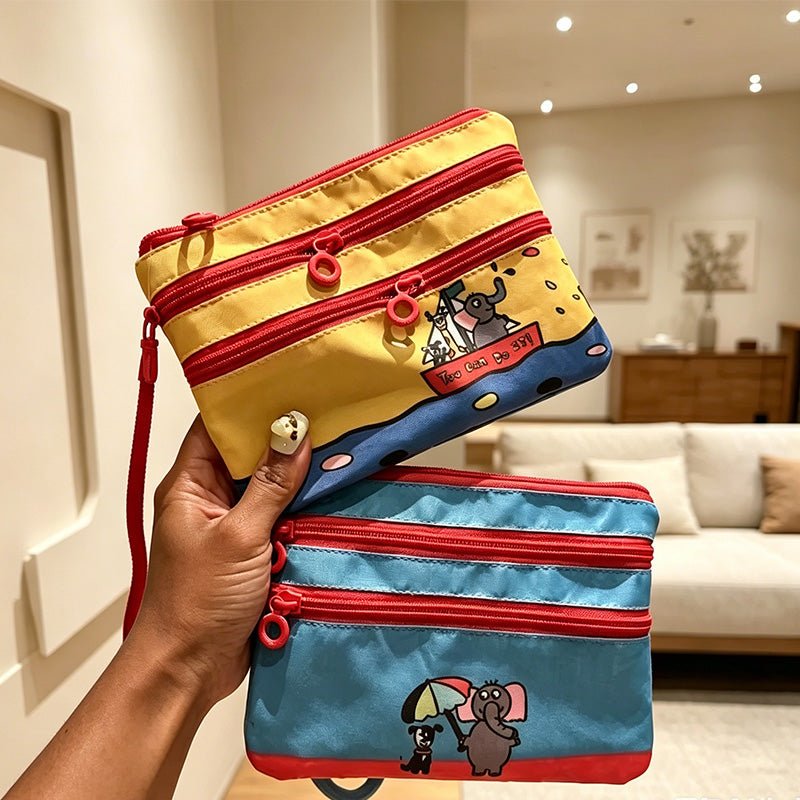Teuke Home Cartoon Double Zipper Pouch - Daily Bag Organizer
