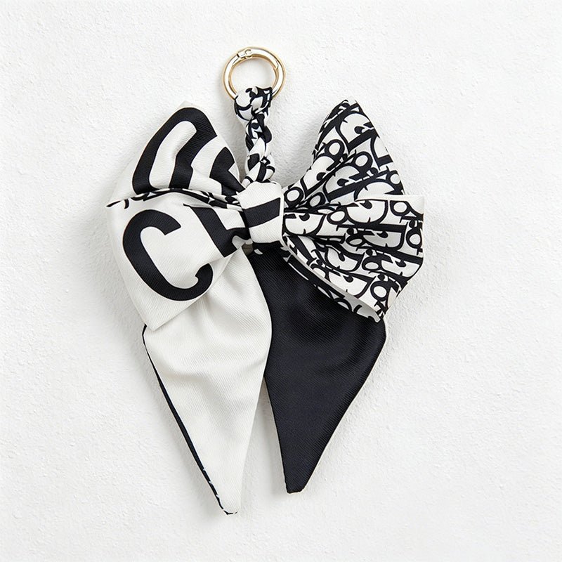 Teuke Home 5.51'' Black Series Pattern Bow Bag Charm - Handle Accent