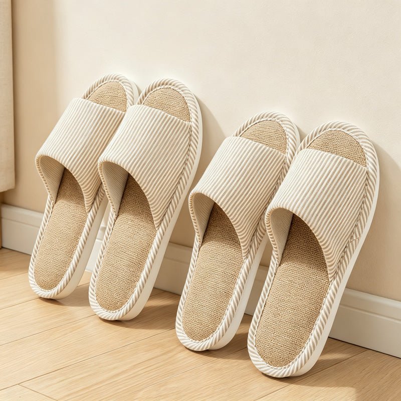 Teuke Home Textured Airy Stripe Home Slippers - Practical Room Accent