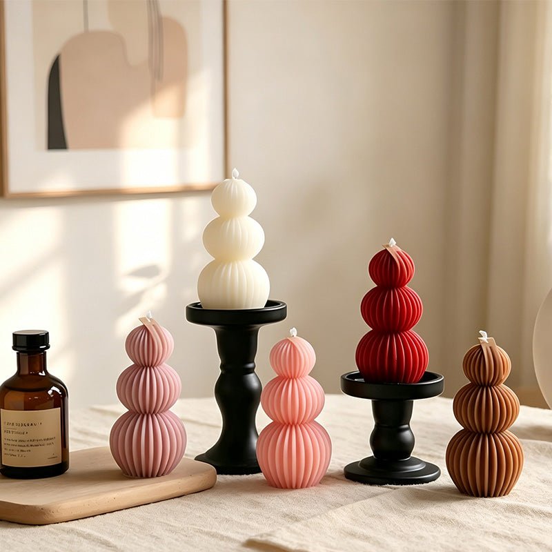 Teuke Home Round Stacked Form Candle - Gentle Display Piece