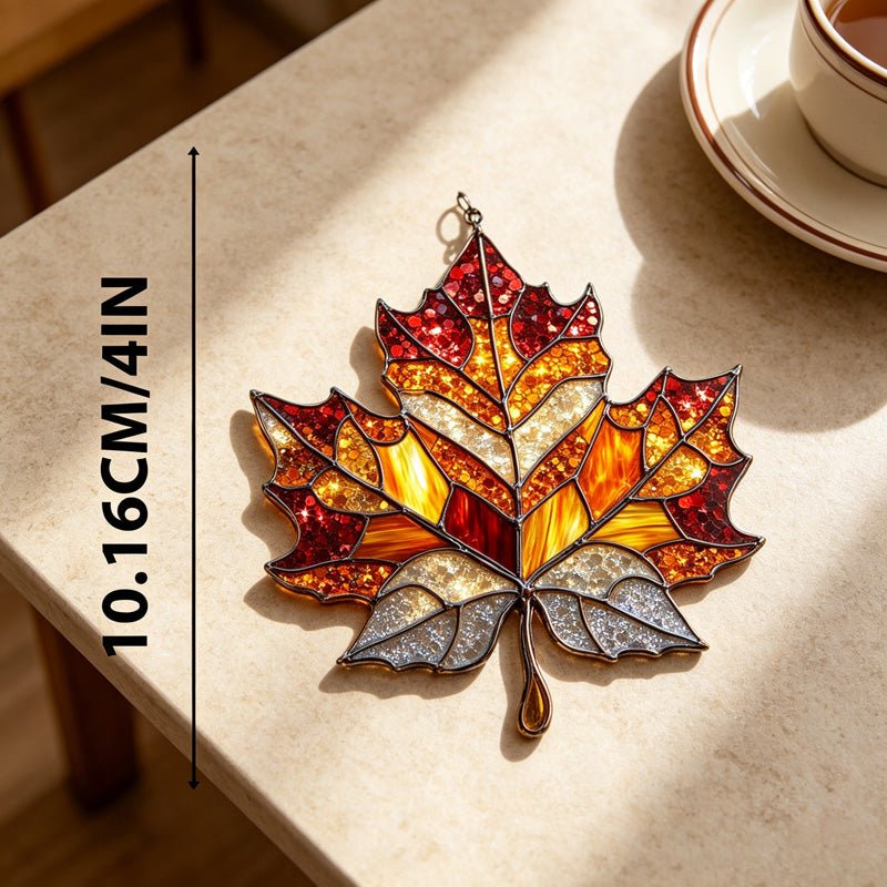 Teuke Home Maple Leaf Window Suncatcher - Hanging Home Decor (小胡0611-8AC7HBW121)-ok
