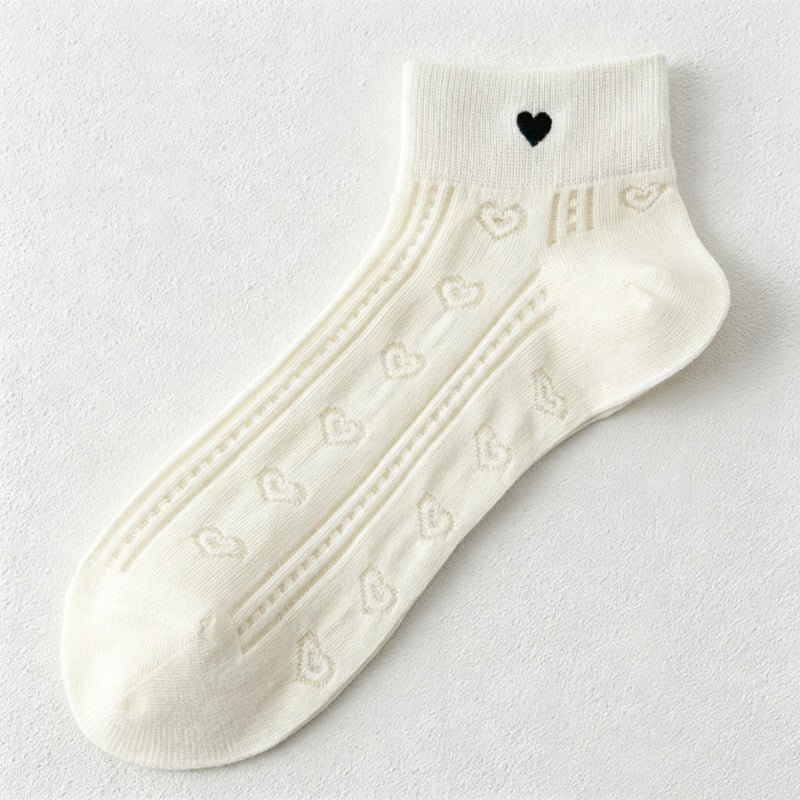 Teuke Home Heart Motif Patterned Socks - Soft Home Detail (MK2COW6W8FHO05)