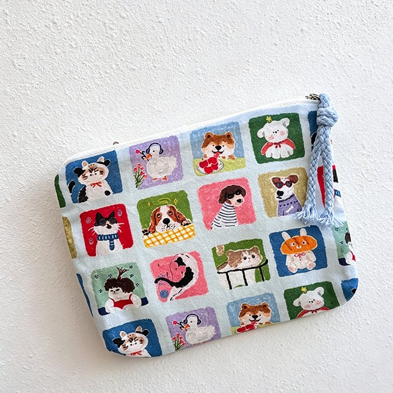 Teuke Home Print Canvas Cosmetic Pouch - Small Storage Accent