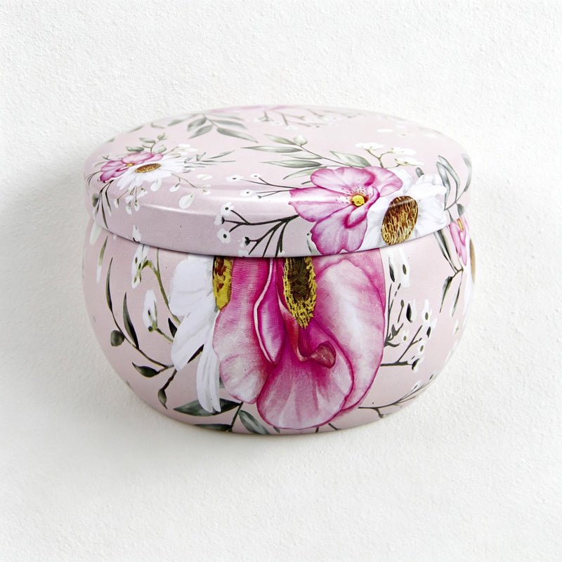 Teuke Home Printed Tin Can Soy Wax Scented Candle - Easy Storage Accent