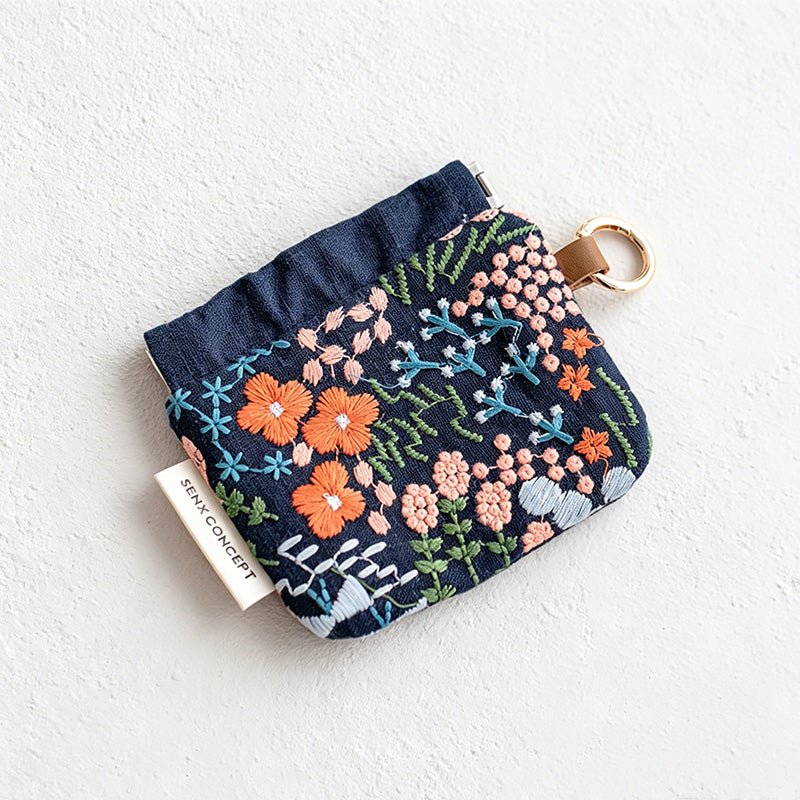 Teuke Home Fake Lined Floral Drawstring Storage Pouch - Small Vanity Accent
