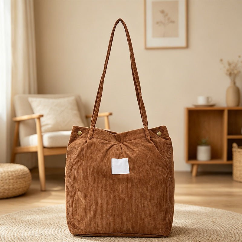 Teuke Home Corduroy Shoulder Tote Bag - Daily Carry Accent