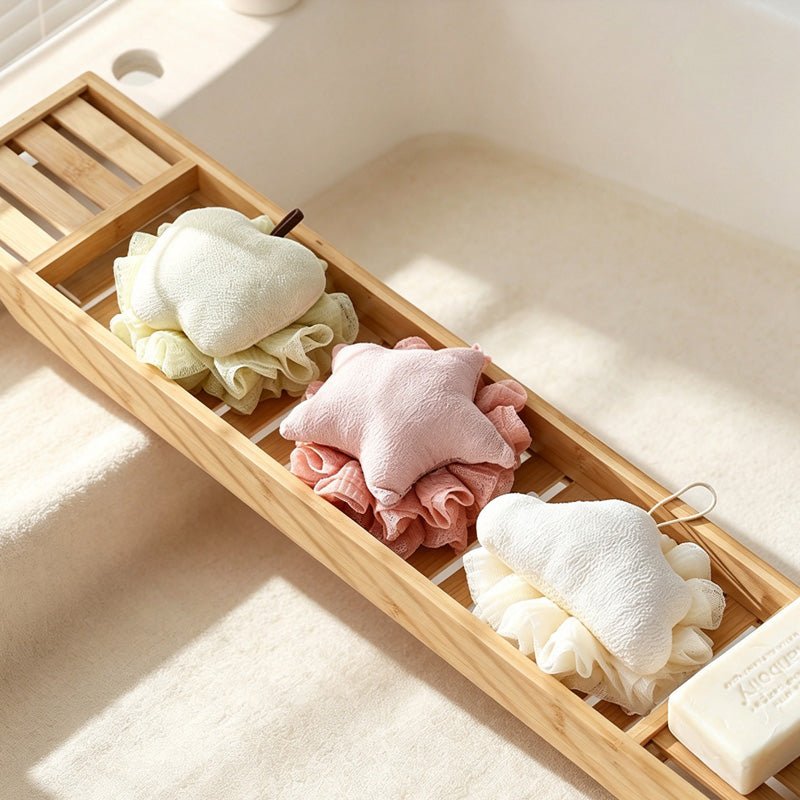 Teuke Home Shaped Bath Pouf Set - Soft Lathering Scrubbers