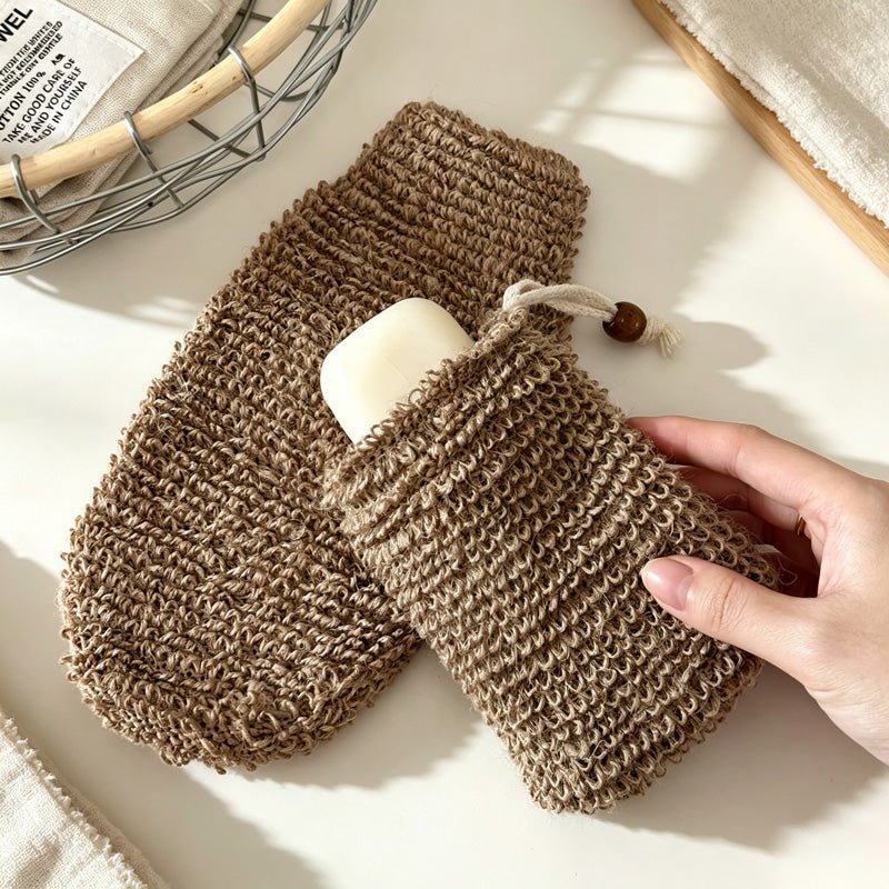 Teuke Home Fake Linen Soap Saver Pouch - Drawstring Lathering Bag