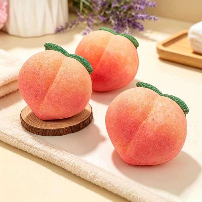 Teuke Home Peach Bath Bomb - Rounded Fruit Shaped Soak