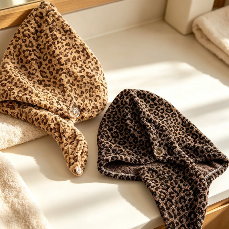 Teuke Home Leopard Hair Towel Wrap - Patterned Drying Turban