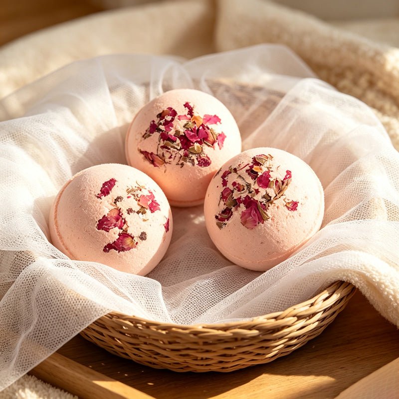 Teuke Home Rose Petal Bath Bomb - Pink Botanical Sphere