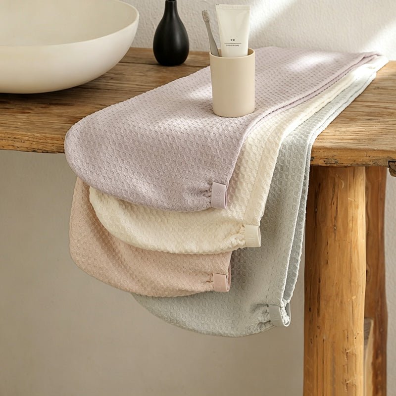 Teuke Home Waffle Hair Towel Wrap - Hooded Drying Cap