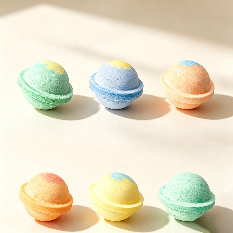 Teuke Home Planet Bath Salt Bath Bomb - Ringed Colorful Fizzing Sphere